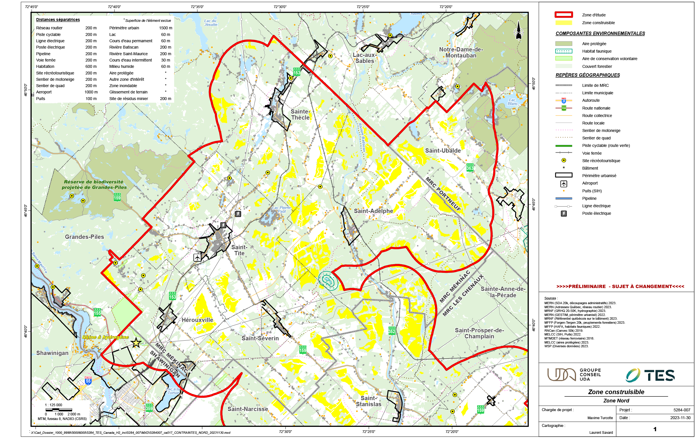 carte des zones constructible nord - Projet Mauricie